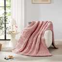 L'AGRATY Chunky Knit Blanket Throw: 72''x84'' Chenille Chunky Knitted Throw Blanket for Bed Couch - Handmade Thick Big Cable Knit Blanket - Large Chunky Crochet Blanket for Home Decor(Rose Pink)