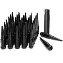 Dynofit 14x1.5 Spike Lug Nuts for Chevy GMC Silverado Sierra 2500 3500, 32pcs One-Piece Design Spiked Lug Nuts with 1 Key Fit F250 F350 Truck, Aftermarket Black Hex Drive Bullet Nut for 6&8 Wheel