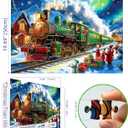 Blueforest Christmas 1000 Piece Jigsaw Puzzle for Adults - 27.5x19.7 Inches Holiday Train Scene with Aurora & Santa, Challenging Fun Adult Puzzles, Home Decor