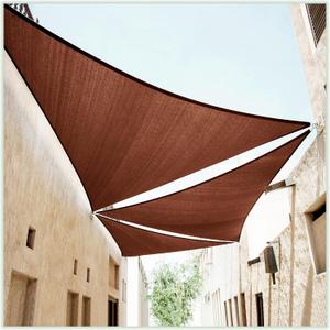ColourTree 8' x 8' x 8' Brown Sun Shade Sail Triangle CTSLT8 - Canopy Mesh Fabric UV Block UPF50 - Commercial Heavy Duty - 190 GSM