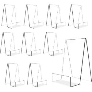 6'' x 4'' Acrylic Book Display Stand Clear Easel with Ledge Tablet Holder for Displaying Books, Pictures, Notebooks, CDs, Artworks, etc (Large) (10)