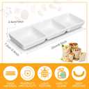 Eaasty 24 Pcs 8.7 x 2.8 Inch 3 Compartment Appetizer Serving Tray Plastic 3 Section Dessert Platters Rectangular Divided Plate White Compartment Serving Dishes Dipping Sauces Dinner Kitchen