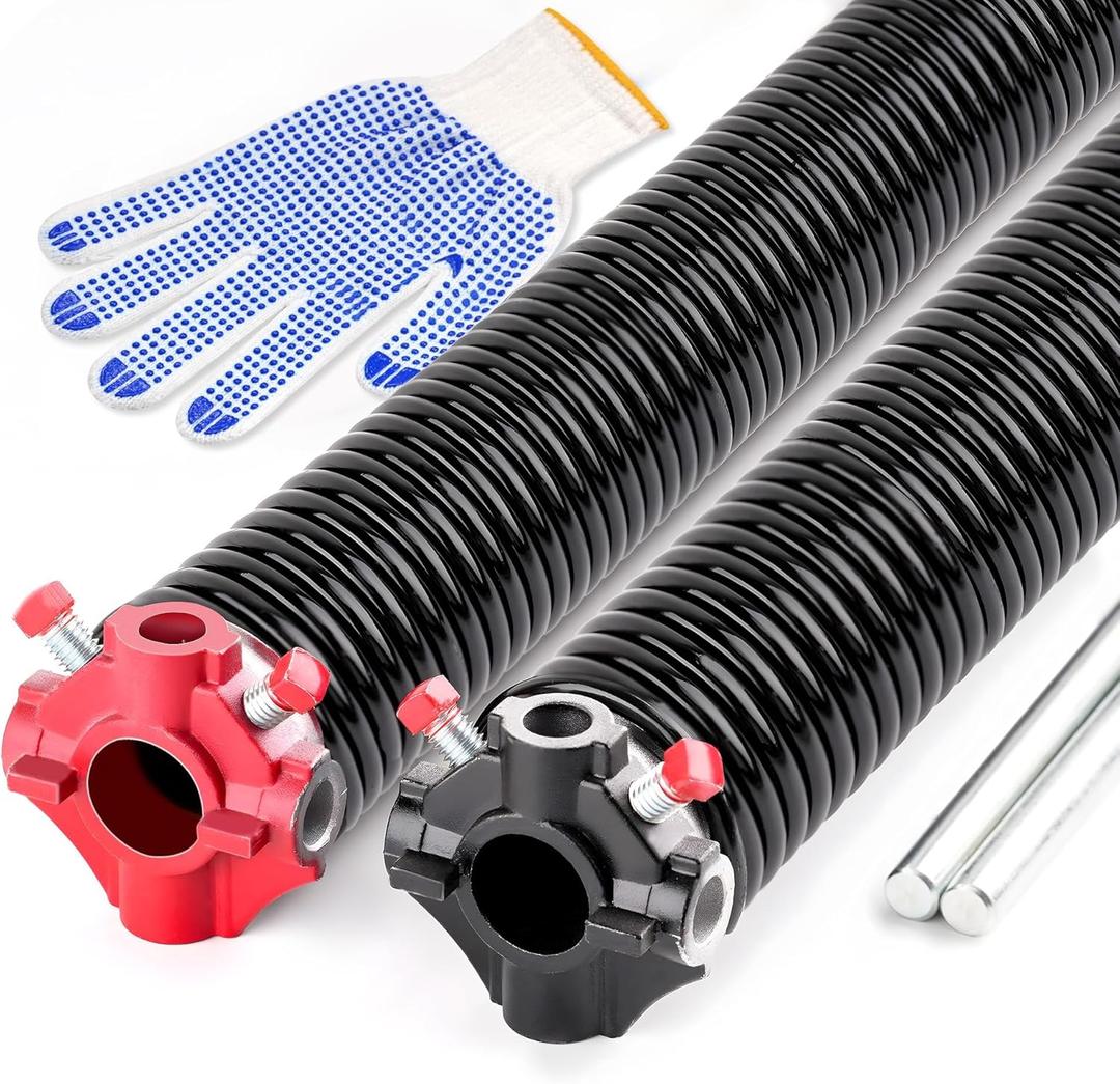 Pair of 2" Garage Door Torsion Spring Kit with Winding Bars, High Precision Electrophoresis Oil-Free Black Coated Garage Door Spring for Replacement(0.225X2"X24")
