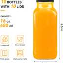 Kucoele 16oz Glass Juice Bottles with Lids, 10 Pack Reusable Smoothie Cups Water Bottles Drinking Jars with Glass Straws, Brush, Lids with Hole
