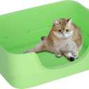 Extra Large Cat Litter Box for Big Cats - High Sides & Low Enter Design, 23.43x16.73x8.46 Inches Spacious Anti-Spill Pet Toilet（Green）