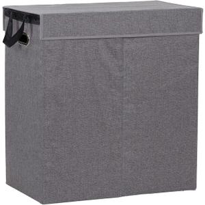 Household Essentials Collapsible Laundry Sorter with Lid, Gray, Double