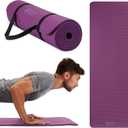Gaiam Essentials Thick 2/5" (10mm) and Thin 1/4" (6mm) Yoga & Pilates, Fitness & Exercise Mat with Easy-Cinch Carrier Strap (Purple)