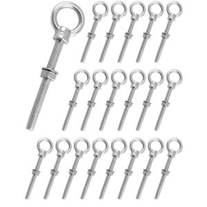 QWORK M10×100mm Stainless Steel Shoulder Eye Bolts – 10 Pack 3/8" x 4" Threaded Eyebolts, Metric Thread Anchors for Lifting, Rigging & Mounting