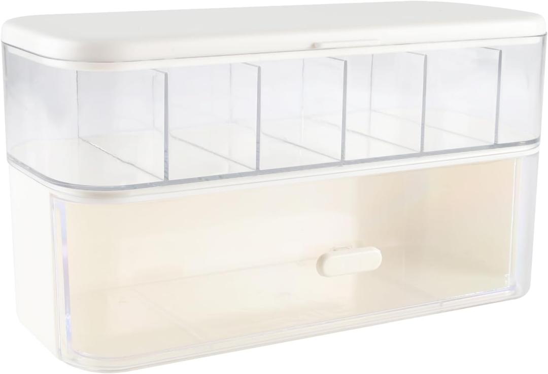 Bandaid Organizer,Plastic Medicine Storage Organizer,2 Tiers Container Bandaid Storage Holder for Bandage Storage,First Aid Container, For Cotton Swab, Pills