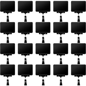 20 Pack Mini Plastic Chalkboard Sign with Clip, Double Head Rotating Price Tags Clips Merchandise Sign Display Clip Holder for Business Retail Food Clothing Rack Shelf Basket Display (Black)