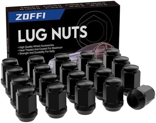 ZOFFI M12x1.5 Lug Nuts - Replacement for Ford Fusion, Focus, Escape Aftermarket Wheel - 20pcs Black Closed End Conical Seat 19mm Hex Lug Nuts