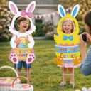 Nuberlic 2pcs Easter Bunny Large Face Cutout Photo Props Yard Signs Decorations DIY Easter Paint Craft for Kids Chick Easter Egg Hunt Yard Decorations Outdoor Picture Booth Props Spring Yard Sign Decor