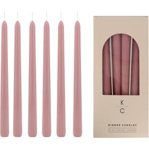 Tapered Dinner Candles - Soy & Paraffin Blend, Dinner Candles with Long-Lasting 7-Hour Burn for Stylish Homes - Candle in Curated Colors Ideal Gift for Hosts, Brides & Event Planners-Dusty Rose (Pack of 6)