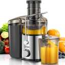 QCen Juicer Machine, 800W Centrifugal Juicer Extractor with 3 Wide Mouth Feed Chute for Fruits & Vegetables, Easy to Clean, Stainless Steel, BPA-Free
