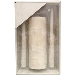 Hosley 11.50 Inch High Cream Wedding Unity Candle Set Includes 1 Pillar and 2 Taper Candles Great for Weddings as Well as Special Events and Emergency Lighting or for Reiki Spa Meditation