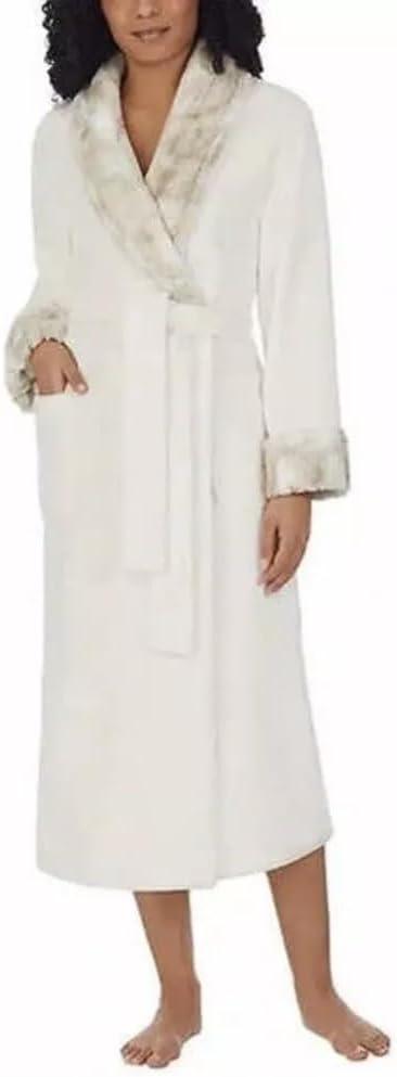 Carole Hochman Women's Shawl Collar Plush Robe (Medium, Ivory)