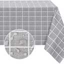 Romanstile Rectangle Plastic Tablecloth, 100% Waterproof Oil-Proof Checkered PVC Table Cloths, Heavy Duty Vinyl Table Covers for Dining, Camping, Picnic, Outdoor - 54 x 78 Inch, Grey