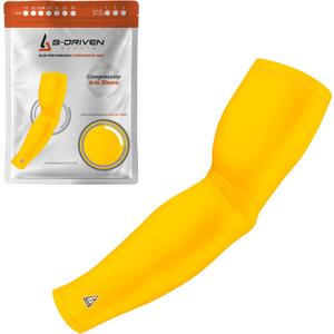 B-Driven Sports Compression Arm Sleeve For Men Women Youth - Solid Single, XXXX-Small (Yellow, M)