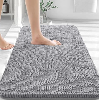 Deconovo Plush & Absorbent Bath Rug  Ultra Soft, Non-Slip, Quick-Dry, Machine Washable  Luxury Bathroom Mat for Comfort & Safety, Navy Blue-Stripe, 32x20 Inch