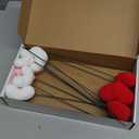 12 Pcs Valentine's Day Hearts Ornaments Crochet Heart Flowers Tree Decorations Galentine Tree Picks Knitted Heart Stems Bouquet Handmade Red Pink White Hearts for Valentine Bowl Vase Filler Gifts