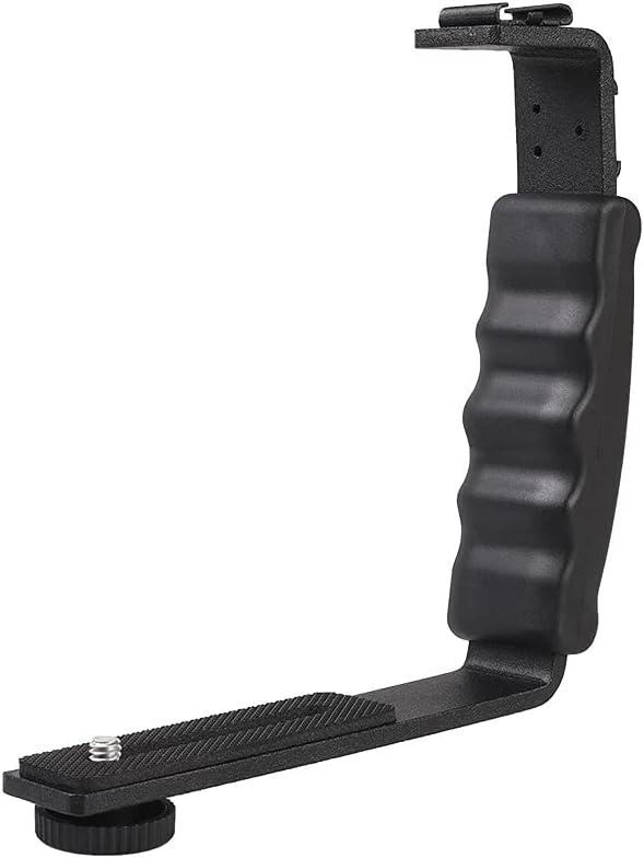 L-Shape Flash Bracket with Dual Flash Cold Shoe Mount Tripod Screw Versatile for Camcorder Microphone DSLR Canon/Nikon/Sony/Yongnuo/Flash Stand