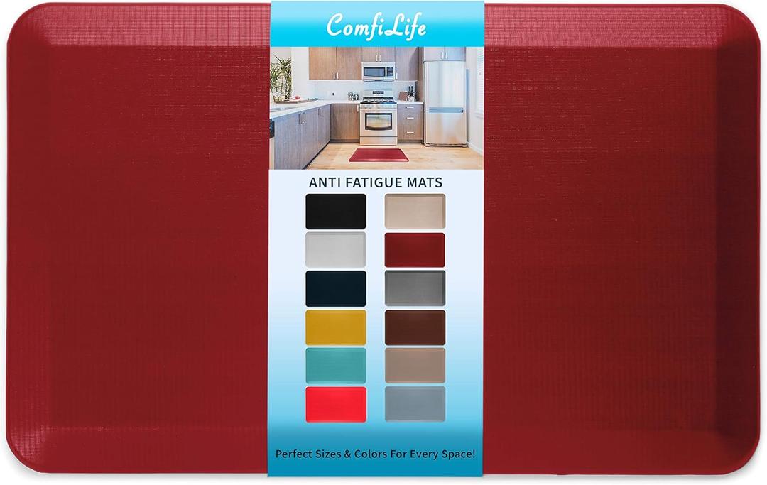 ComfiLife Anti Fatigue Floor Mat  3/4 Inch Thick Kitchen Mats for Floor, Standing Desk Mat, Kitchen Rug  Comfort at Home, Office  Durable  Stain Resistant  Non-Slip Bottom (20" x 32", Red)