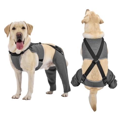 Arblina Dog Recovery Sleeve for Hind Leg, Adjustable Buckled Rear Leg Sleeve to Prevent Licking Wounds for Dogs After Surgery, Thick Leg Sleeve as Cone Collar Alternative, XL