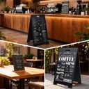 A-Frame Chalkboard Sign 16"x32" Double-Sided Sandwich Board with 8x12 Tabletop Chalkboard, Liquid & Regular Chalk Markers, Foldable Sidewalk Blackboard Menu Board for Business, Caf & Restaurant