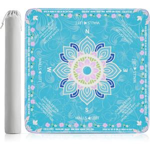 Mahjong Mat for Table 32.4''x32.4'', Rolled Shipping, No Creases Mah Jongg Mat with Carrying Bag for American Mahjong, Poker, Board Games, Card Games & Dominoes - Cyan