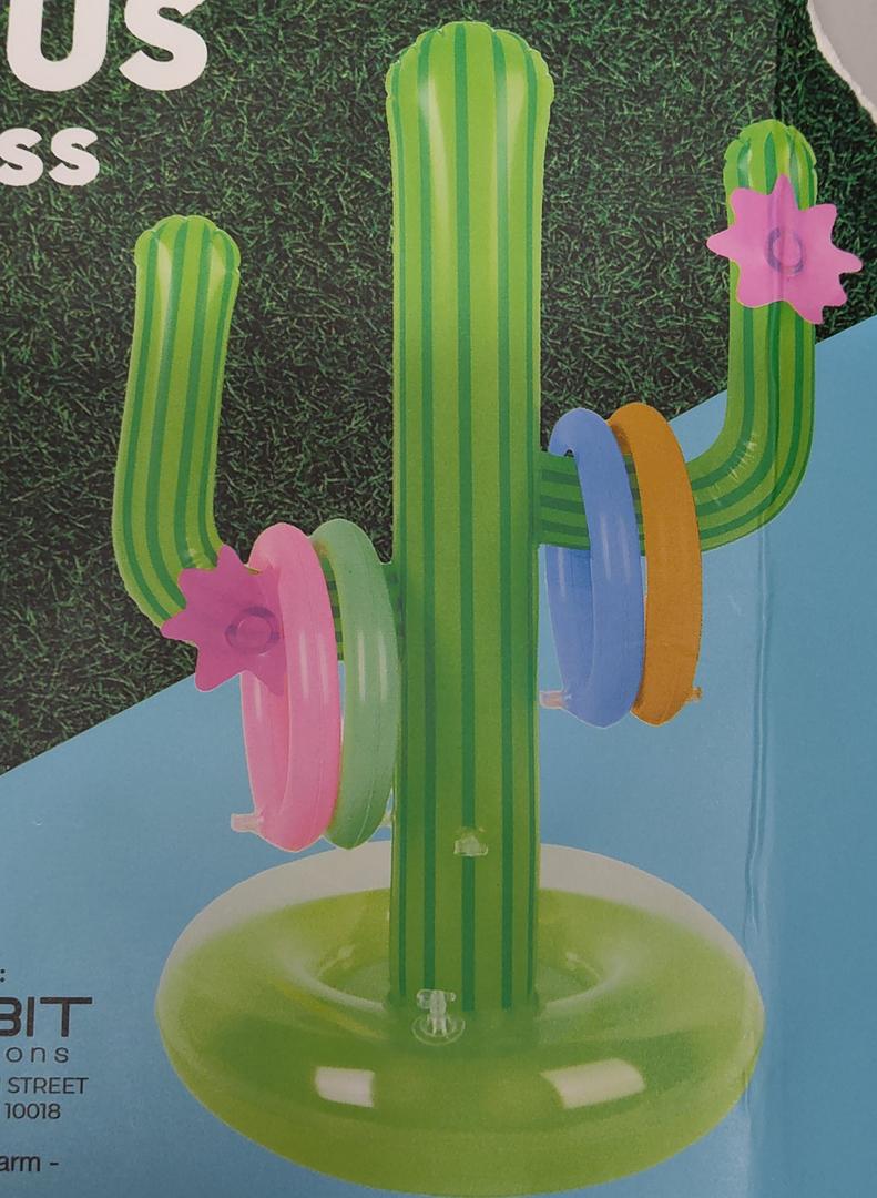 Inflatable Cactus Ring Toss Game Set Target Toss Floating Swimming Ring Toss Includes Cactus,4 Rings for Fiesta Party Accessories Hawaiian Pool Beach Party Decoration Supplies 2 pack