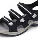 UBFEN Womens Hiking Walking Sandals - Arch Support Open Toe Adjustable Strap Sandals Comfortable Sport Outdoor Shoes (8, Black)