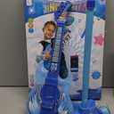 Guitar and Microphone Play Set for Boys New Upgrade,Karaoke Machine with Music&Light,Microphone Toys with Stand,Adjustable Height Guitar Toys for Kids,Toddlers,Child (blue)