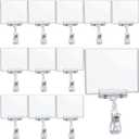 Epakh 20 Pieces Rotating Clip Pop Swivel Sign Rotatable Holding Clamp Sign Holder for Hangrails or Tubes with 20 Pieces Hard Card Sleeves PVC Card Protector (Thumb Clip Shape)