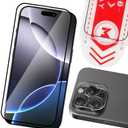 MONASAY Glass Screen Protector[1 Pack] Fit for iPhone 16 Pro 6.3 inch[1-Pack Camera Lens Protector][Easy Installation] HD Glossy Tempered Screen Film with Frame Full Coverage Case Friendly, Set Of 4