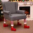 4 Pcs Christmas Tables Chair Socks, Santa Style Elf Legs Chair Leg Socks, Furniture Floor Protectors for Tables Chairs, Holiday Party Home Christmas Chairs Decoration