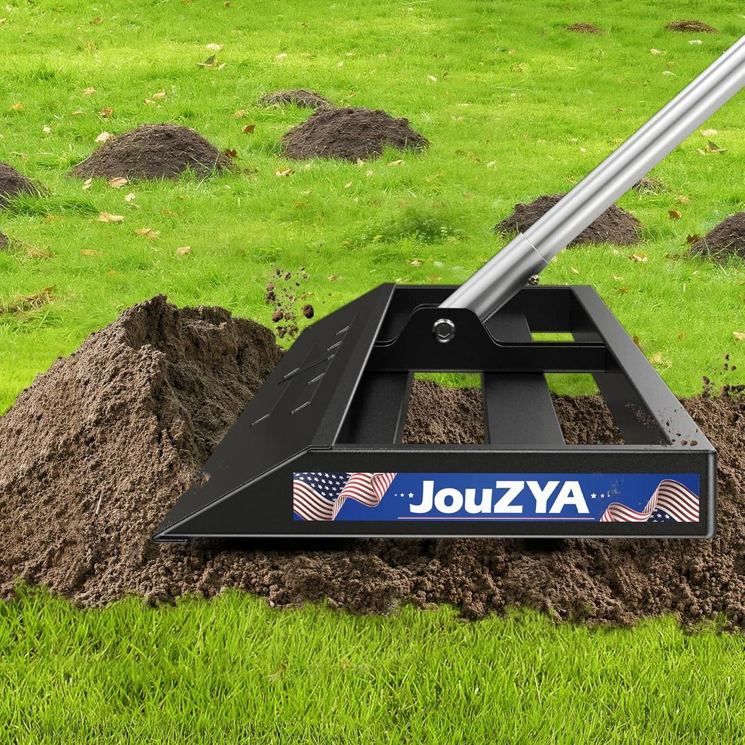 Lawn Leveling Rake 30x10 inch, Lawn Leveler Tool with Stainless Steel, 80" Extended Handle, Heavy-Duty for Garden, Golf Course, and Farm