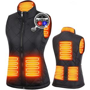 JYK Women's Heated Vest with 3 Heating Levels, 6 Heating Zones,Neck Heating Jacket Washable (Battery Pack Not Included) (X-Large)