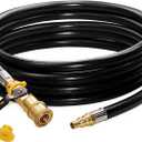 DOZYANT 12 feet Low Pressure Propane RV Quick Connect Extension Hose, 1/4" Safety Shutoff Valve & Male Full Flow Plug for RVs