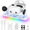 Charging Dock for Meta Quest 3S/Quest 3, Kinwin PD 18W Fast Charging Station for Oculus 3S Accessories with RGB Light, Magnetic Charger Stand for Headset/Controller with 2 Rechargeable Batteries