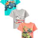 The Children's Place Baby Boys' Graphic T-Shirts (3-Pack), Monster Truck/Construction/Fire Truck, 5T