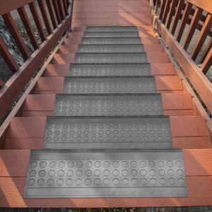 Ottomanson Indoor/Outdoor Hose-Wash Coin Design Non-Slip Rubber 10" x 30" Modern Stair Treads for Stairs, Garage, Patio, 5 Pack, Black Coin