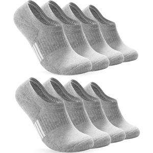Eedor No Show Socks for Women & Men (Unisex) - Athletic Non Slip & Low Cut Invisible Socks - Soft & Stretchable Cotton Blend (Medium, Grey - 4 Pairs_(8 Socks))
