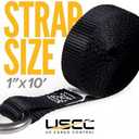 US Cargo Control Stainless Steel Ratchet Straps with Carabiner Hooks 1" X 10' (4-Pack), 500 LBS Break Strength, Marine Tie Down Straps for Boats, ATVs, Trees, Camping, Snow & Saltwater Applications