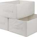 Fabric Storage Bins, 3 Pack Foldable Storage Baskets for Shelves, Decorative Linen Closet Organizers and Storage, Storage Box Container for Organizing Clothes Toy Pantry Wardrobe Closet