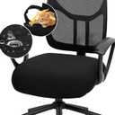 DIVA EN CAMINO DEC Water-Resistant Stretchable Desk Office Chair Seat Cushion Covers - Universal Spandex Computer Chair Slipcover - Removable Washable Cushion Protectors for Dogs, Cats, Black