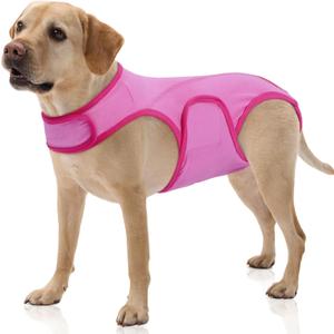 FUAMEY Dog Surgery Suit Female Spay,Dog Recovery Suit Male,Dog Bodysuits After Surgery,Soft Dog Shirts for Post Surgery,Dog Onesie Anti Licking Abdominal Wounds,Dog Clothes for Period Wrap Pink XL (XL(Back:19in))