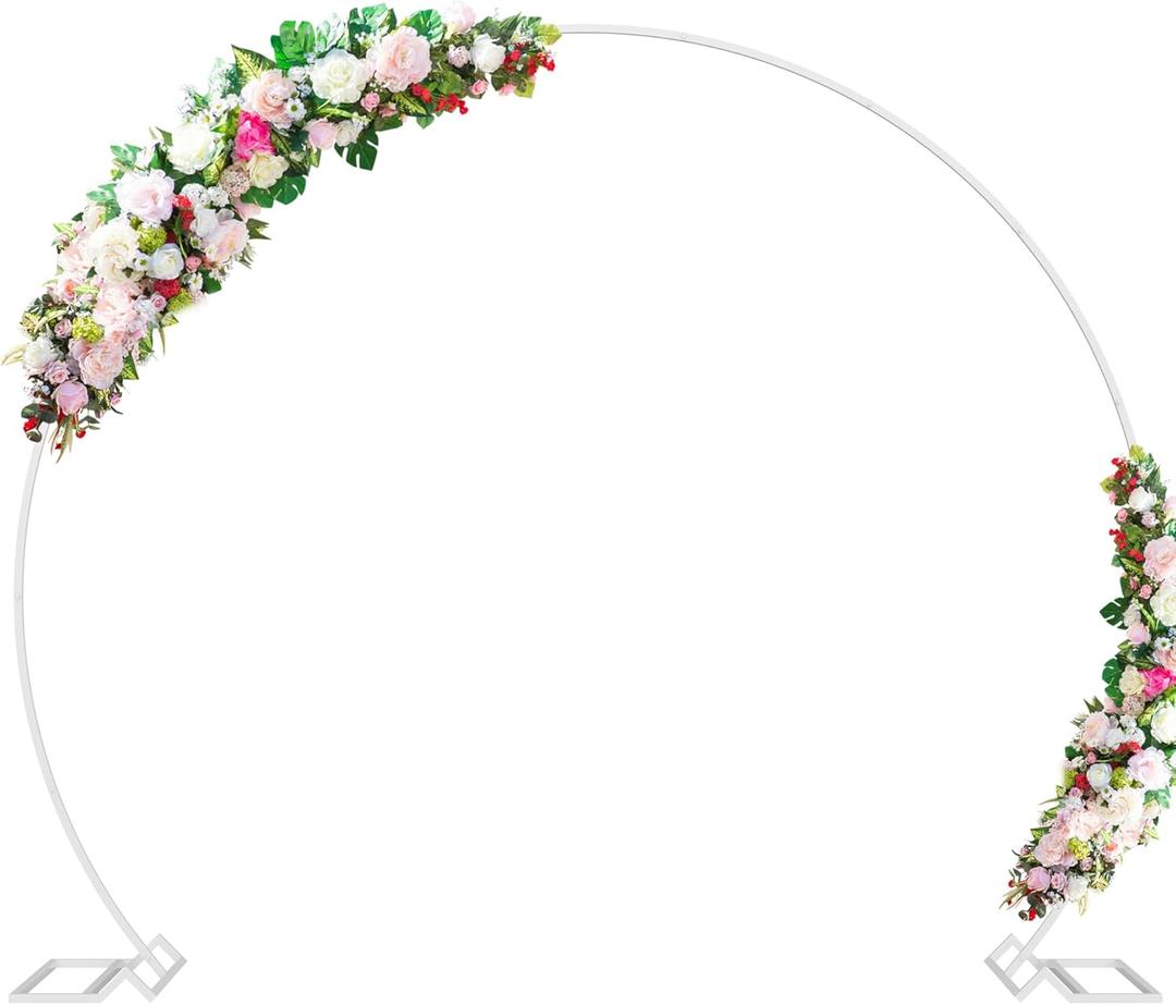 Wokceer Wedding Arch 7.2FT Round Backdrop Stand Metal Circle Backdrop Stand Circle Balloon Arch Stand Frame for Birthday Party Bridal Shower Anniversary Ceremony Candy Tables Celebration (White)