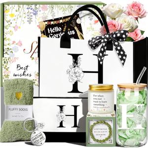 Birthday Gifts for Women, Personalized Graduation Gifts Teacher Appreciation Gifts, Monogrammed Initial Gift for Teacher Her Wife Friend Daughter Sister Girlfriend, Get Well Thank you Gifts (H)