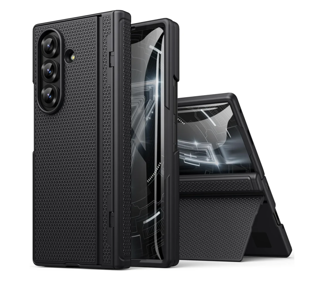 for Samsung Galaxy Z Fold 7 Case with Stand, Front Screen Protector, Hinge Protection, Slim & Rugged, Full Body Hard Cover, Daily Drop Protective Phone Case for Samsung Z Fold 7 5g 2025, Black