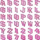 Allazone Sew on Patch, Letters and Numbers Iron on Patches, A-Z and 0 to 9 Embroidered Applique Patches for Craft DIY, Clothing, Hat, Jacket, Backpack (Rose)